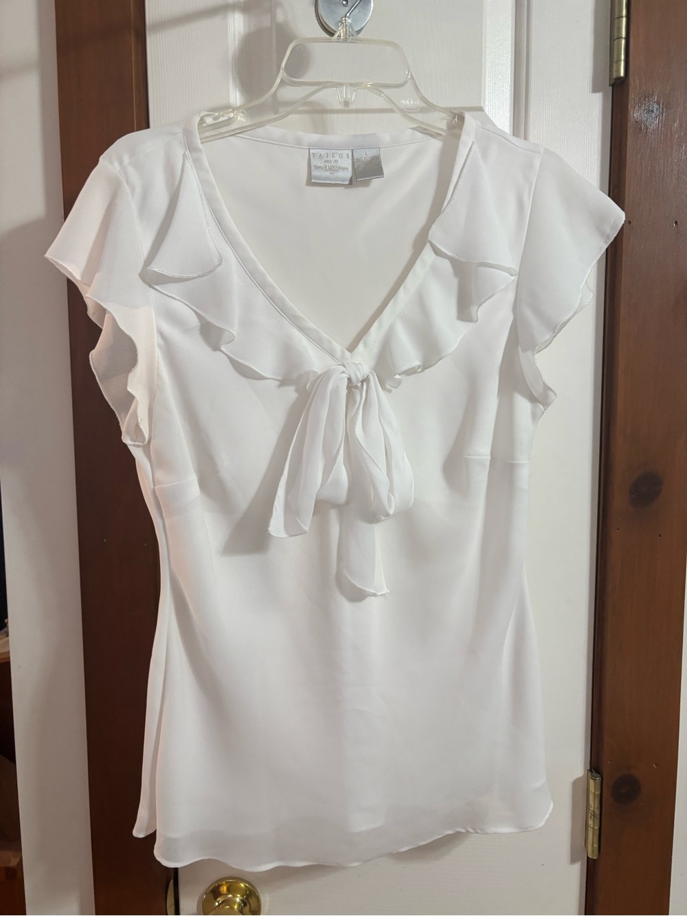 Tailor B. Moss White Ruffled Tie-Front Blouse